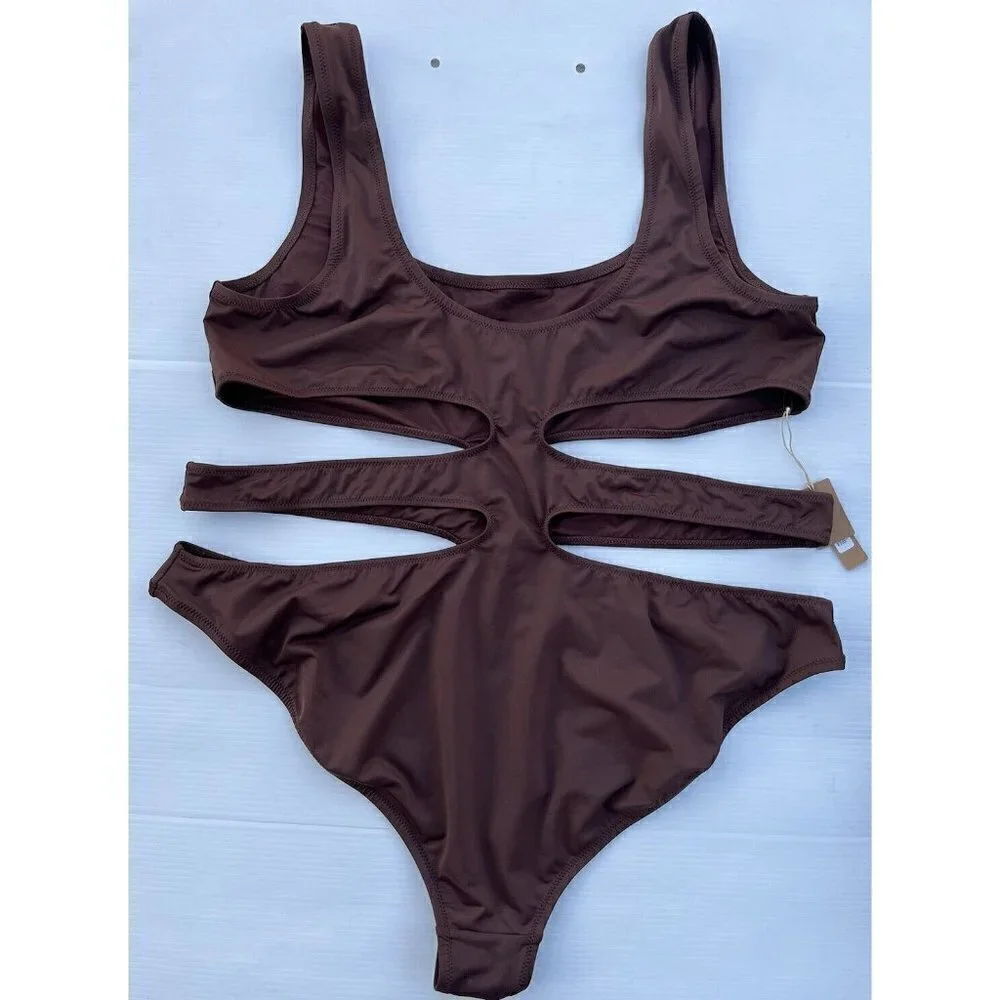 NWT SKIMS Plus Kim K Swim Wear Monokini Swimsuit Cocoa 3X (SW-MKN-0013)